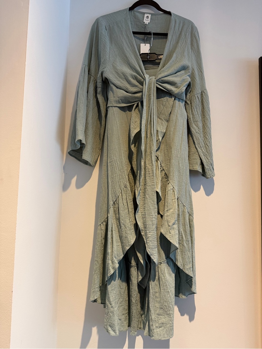 Flawless Tie-Front Sage Green Women's skirt and top set